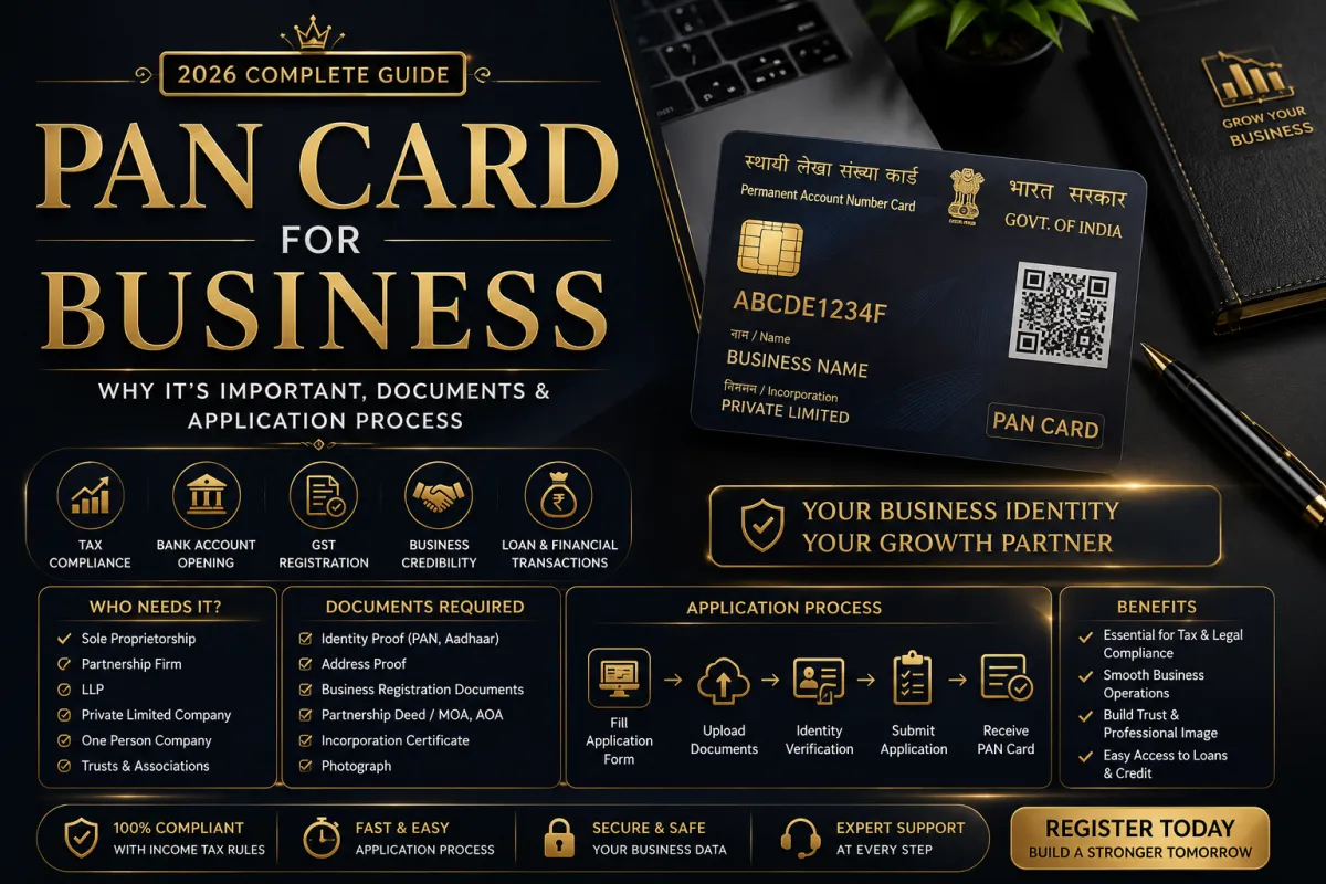 PAN Card for Business in India (2026): Why It's Important, Documents & Application Process
